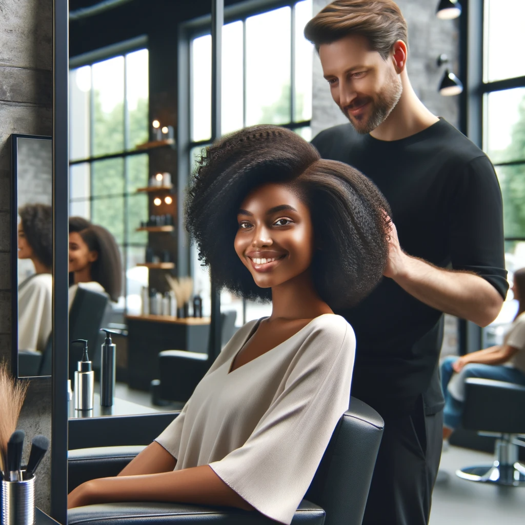 Customer Enjoying a New Hairstyle